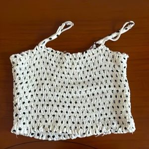 Audrey 3+1  black and white polka dot crop top